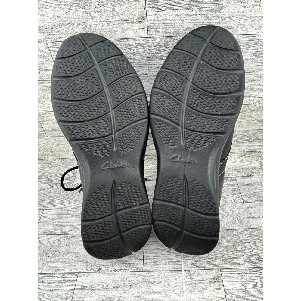 Clarks Collection Men Tilden Free Black Leather Moc Toe Oxford Shoes Size 9M‎
